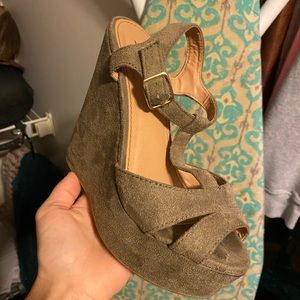 Brown suede wedges